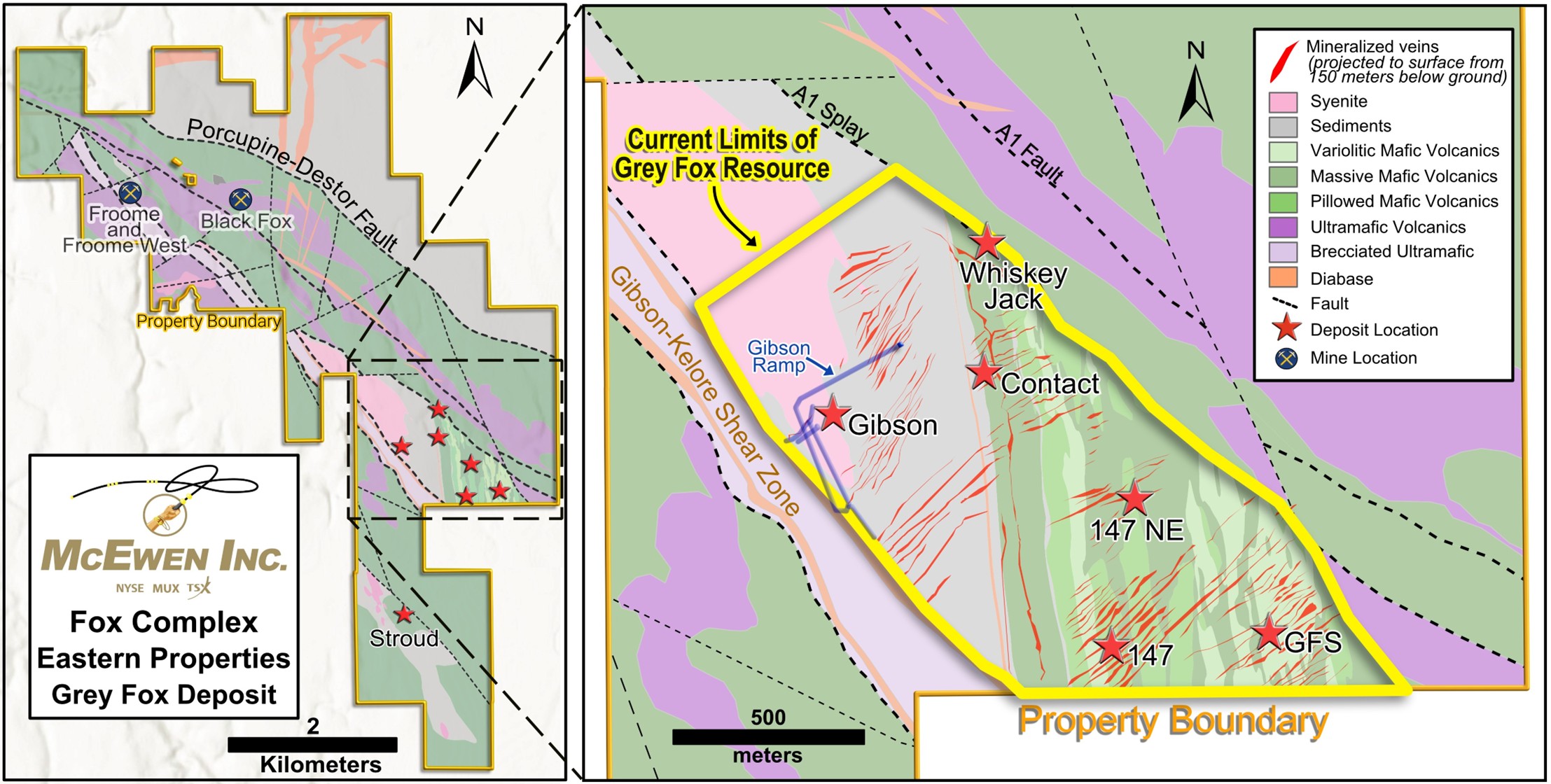 Fig. 1 Plan View Geology Map for the Fox Complex Eastern Properties, Which Includes Grey Fox