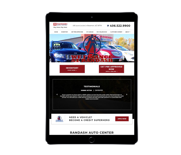 randash auto center preowned credit superhero bozeman montana dealer spike website digital marketing online advertising