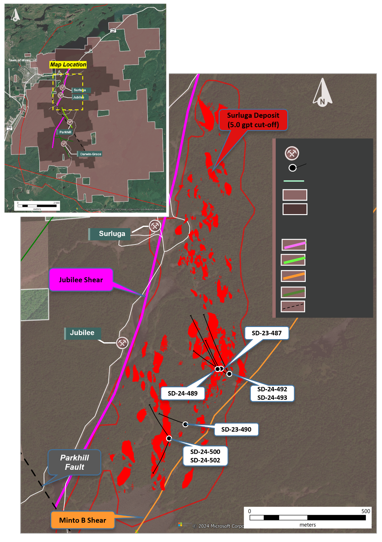 Figure 1 - Location of Diamond Drilling Results