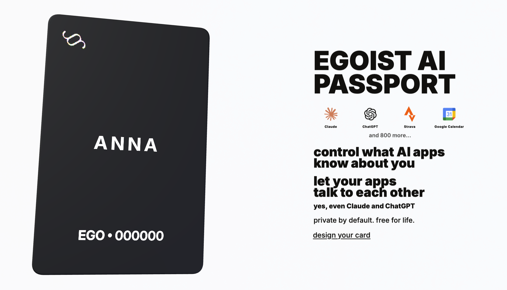 Y Combinator-Backed Egoist Machines Launches AI Passport - the Only Way to Securely Store and Share Your Personal Data Across AI Assistants like ChatGPT and Claude
