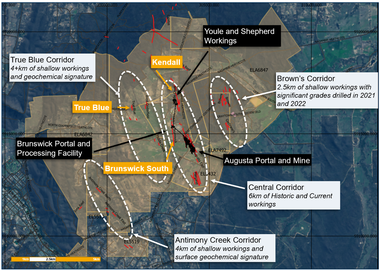 Map of Costerfield showing areas of exploration during Q3 FY26.