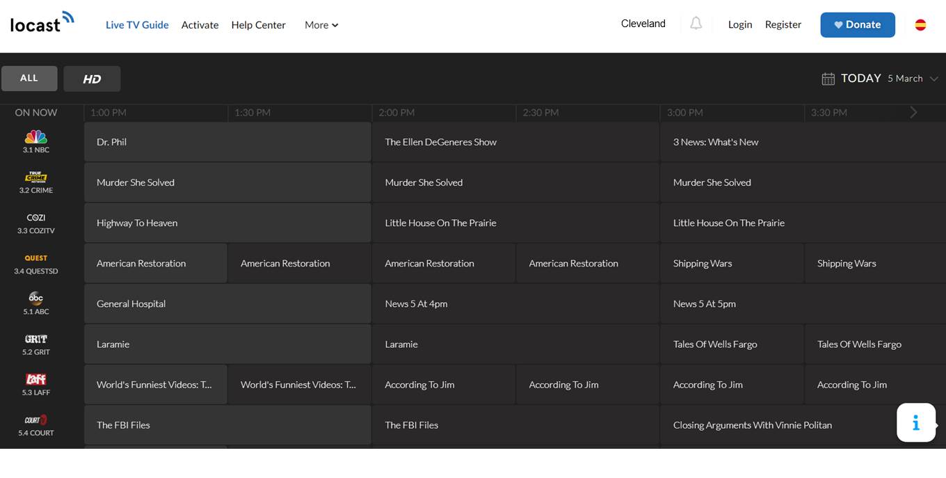 Cleveland Locast TV Guide