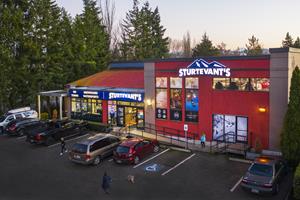 Outside of Sturtevant's retail store selling outdoor sports gear