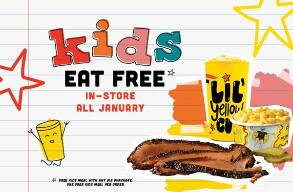 Kids Eat Free at Dickey's in January
