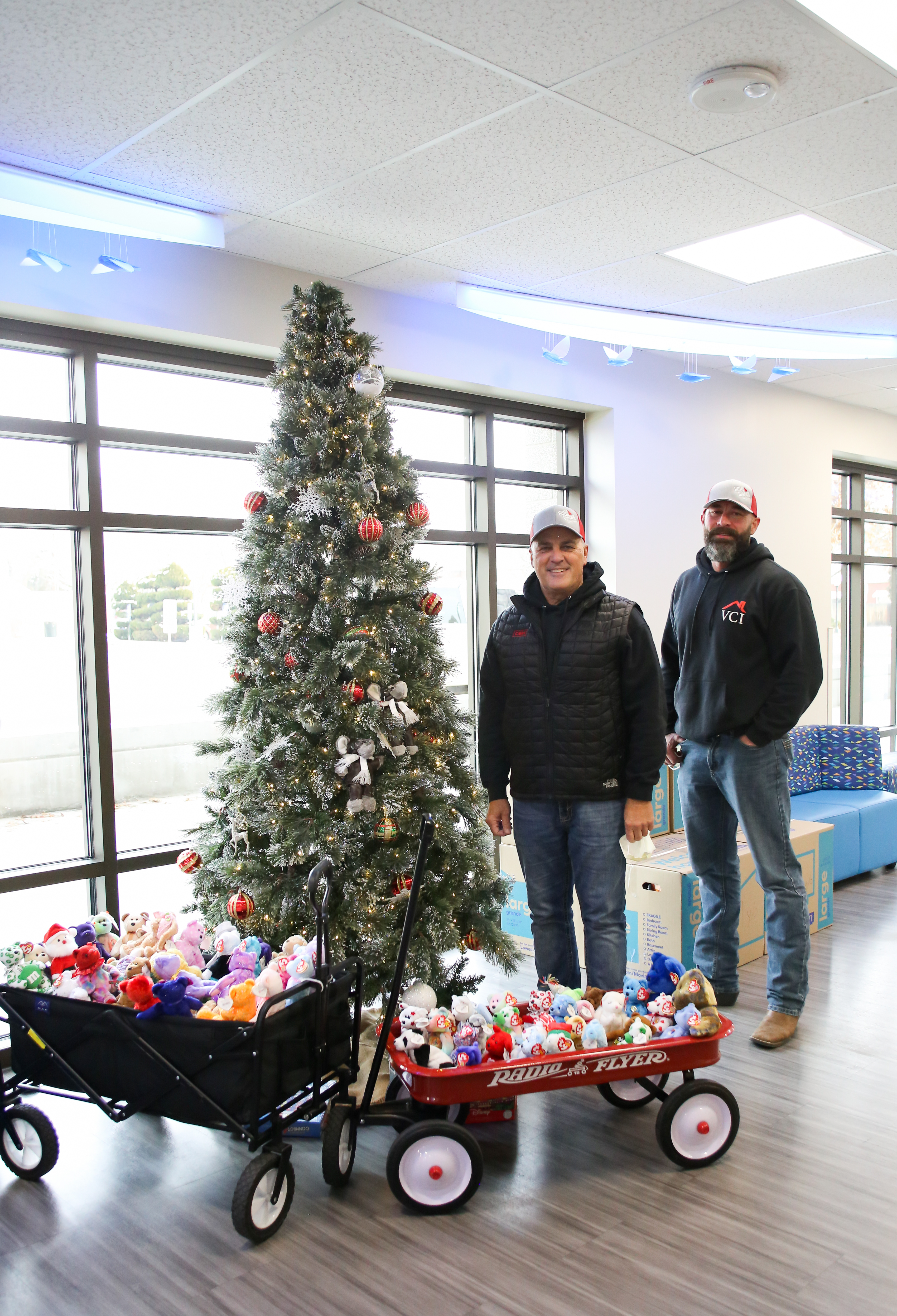 Kerry Lawson and Joe Franssen Delivering Beanie Babies