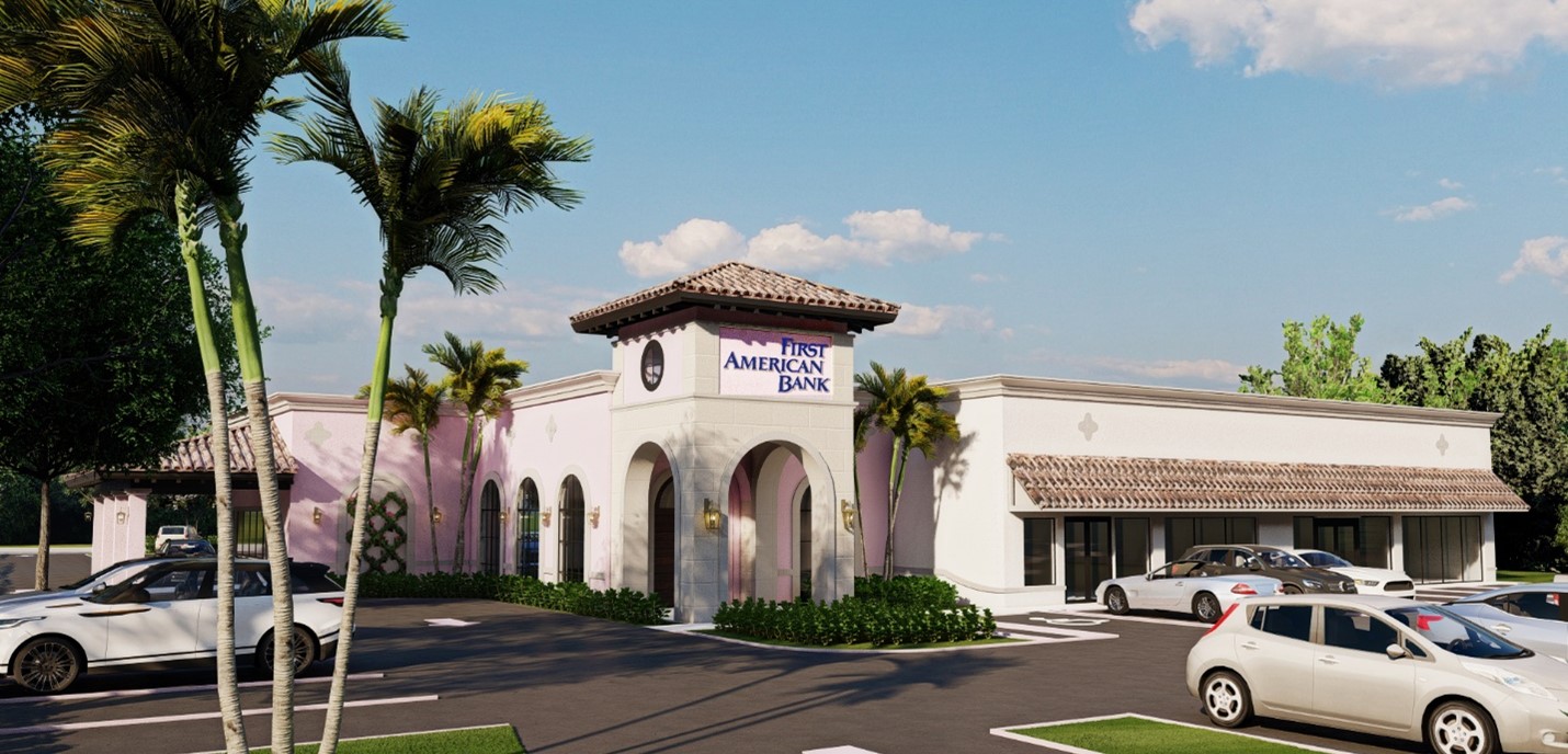  A rendering of First American Bank's newly remodeled branch in Hialeah, Florida 