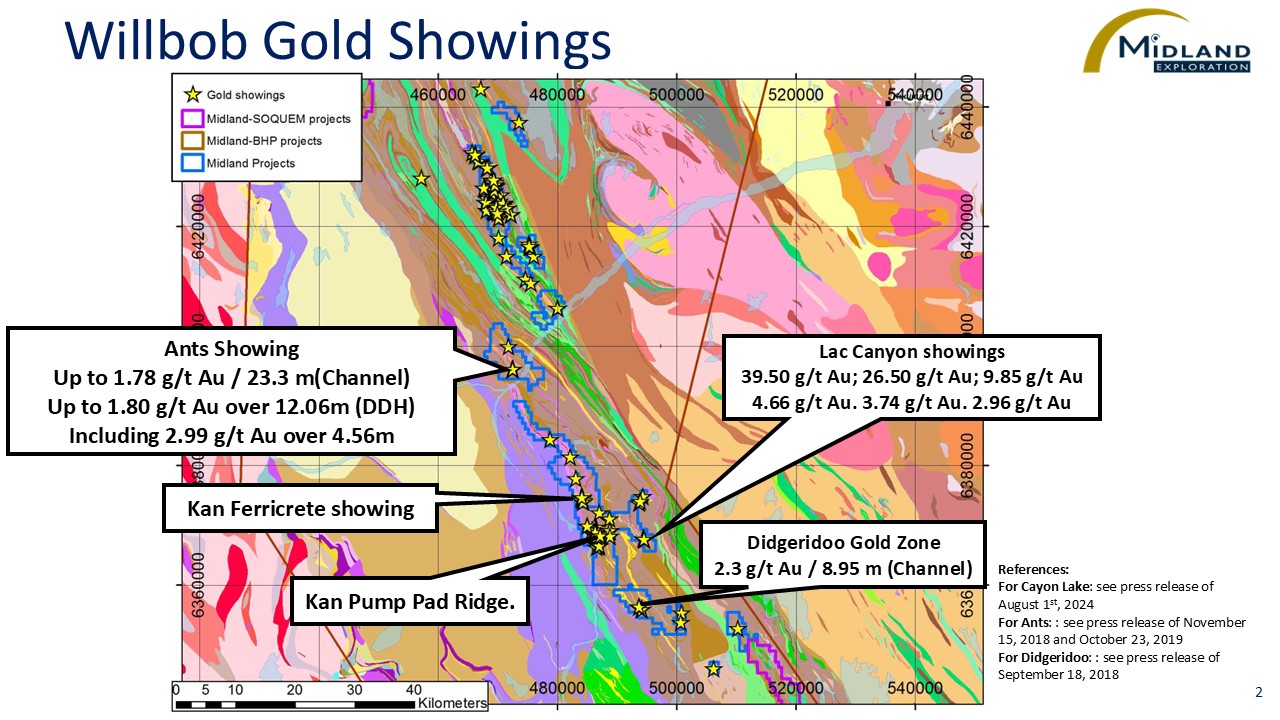 Figure 2 Willbob Gold Showings