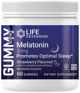 Life Extension's new Gummy Science™ Melatonin 3 mg strawberry flavored nonGMO Gluten Free gummy