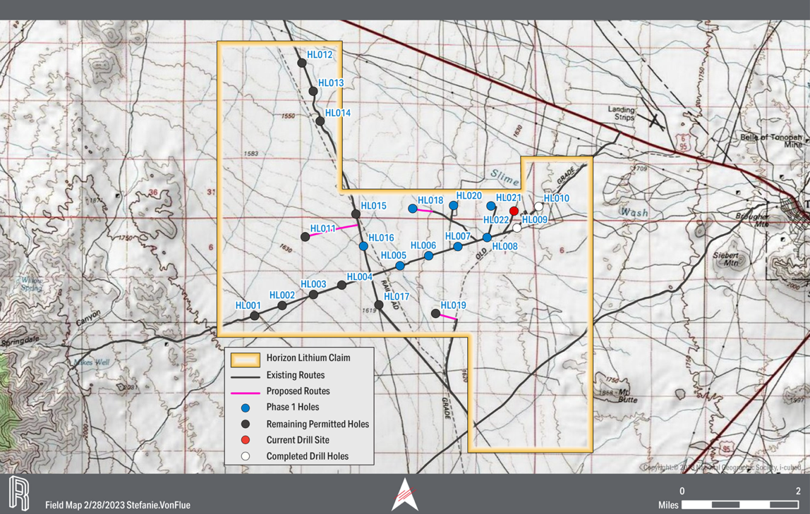 A colored map with a key showing the Horizon Drill Program