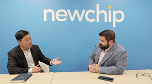 Joon Park from KOTRA meets with Joshua Lawton-Belous at the Newchip headquarters in Austin, Texas.