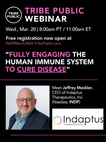 Tribe Public Webinar with Indaptus Therapeutics