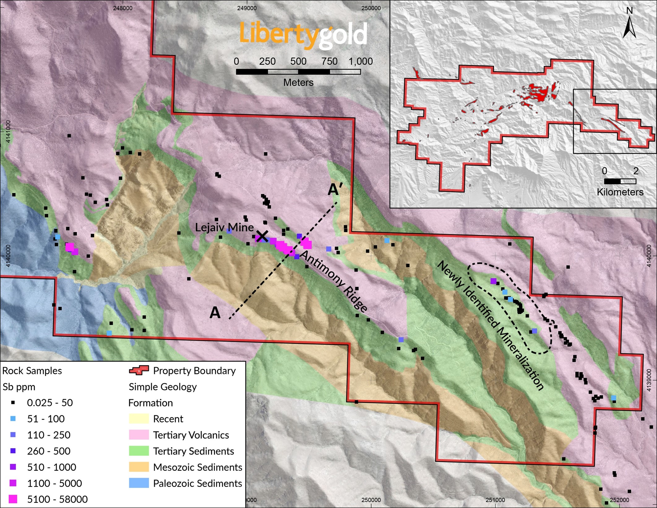 ANTIMONY RIDGE AREA SAMPLING MAP