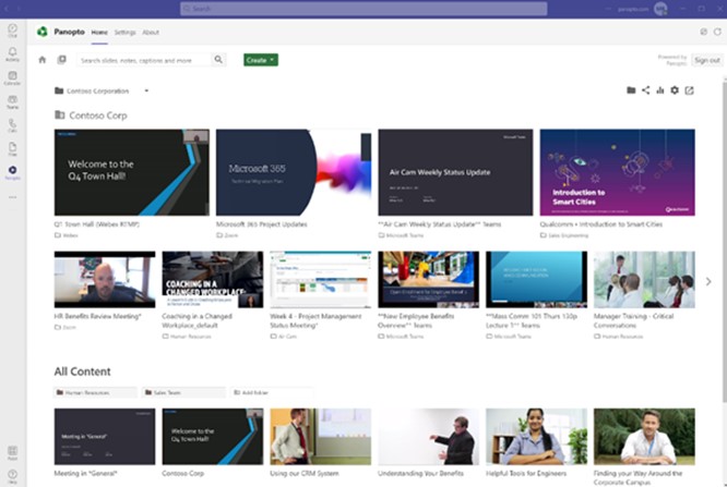 Panopto video library inside Microsoft Teams