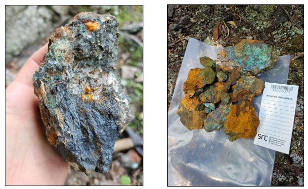 Maimann Lake area grab samples showing visible Chalcocite and Malachite