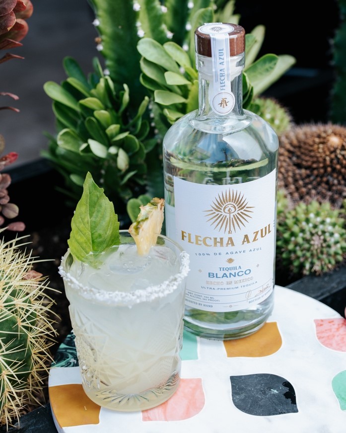 Pineapple Basil Margarita with Flecha Azul Blanco Tequila - Moxies Dallas Crescent