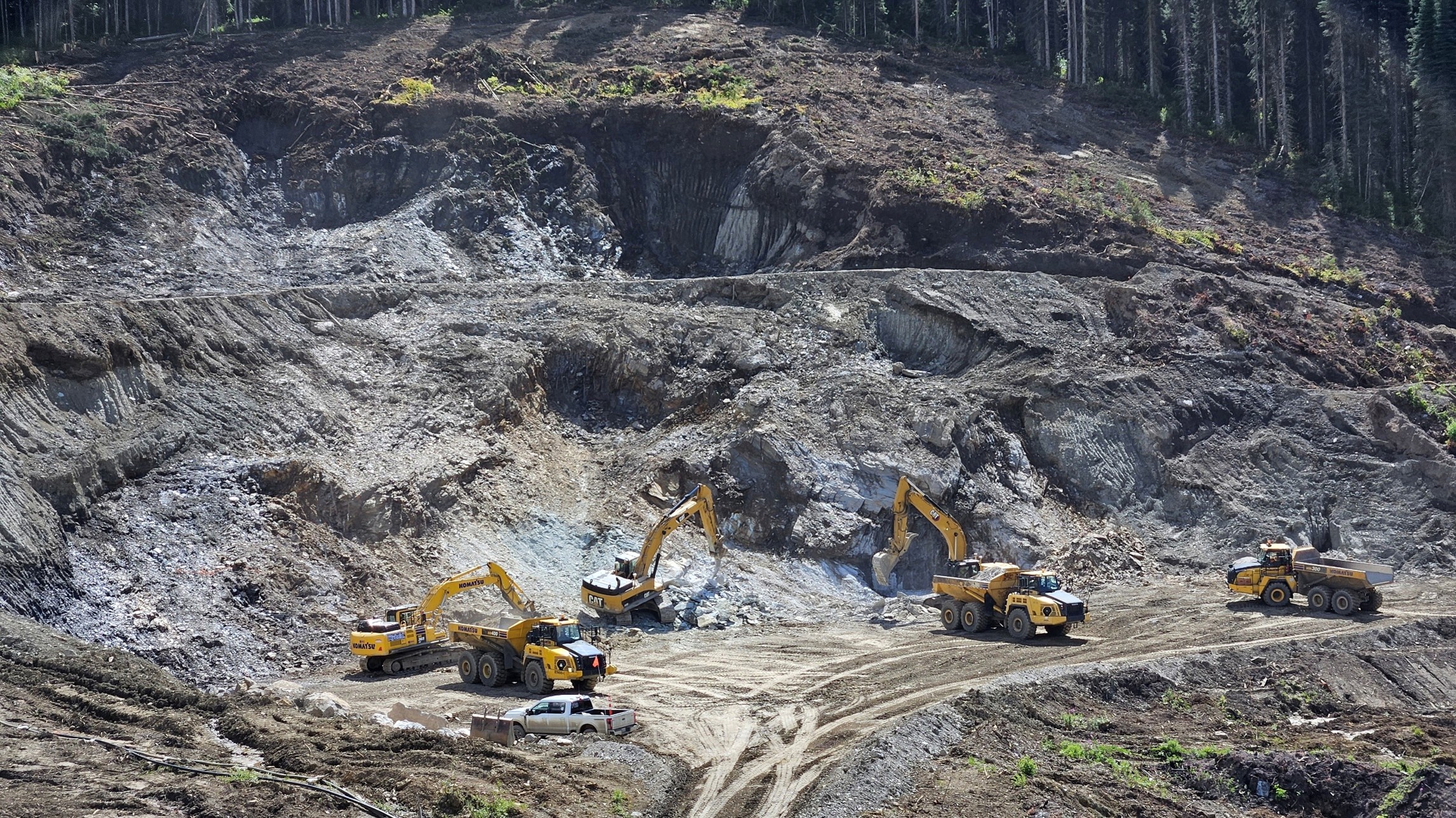 Ongoing Valley portal excavation with bedrock exposed at the Mine Site Complex.