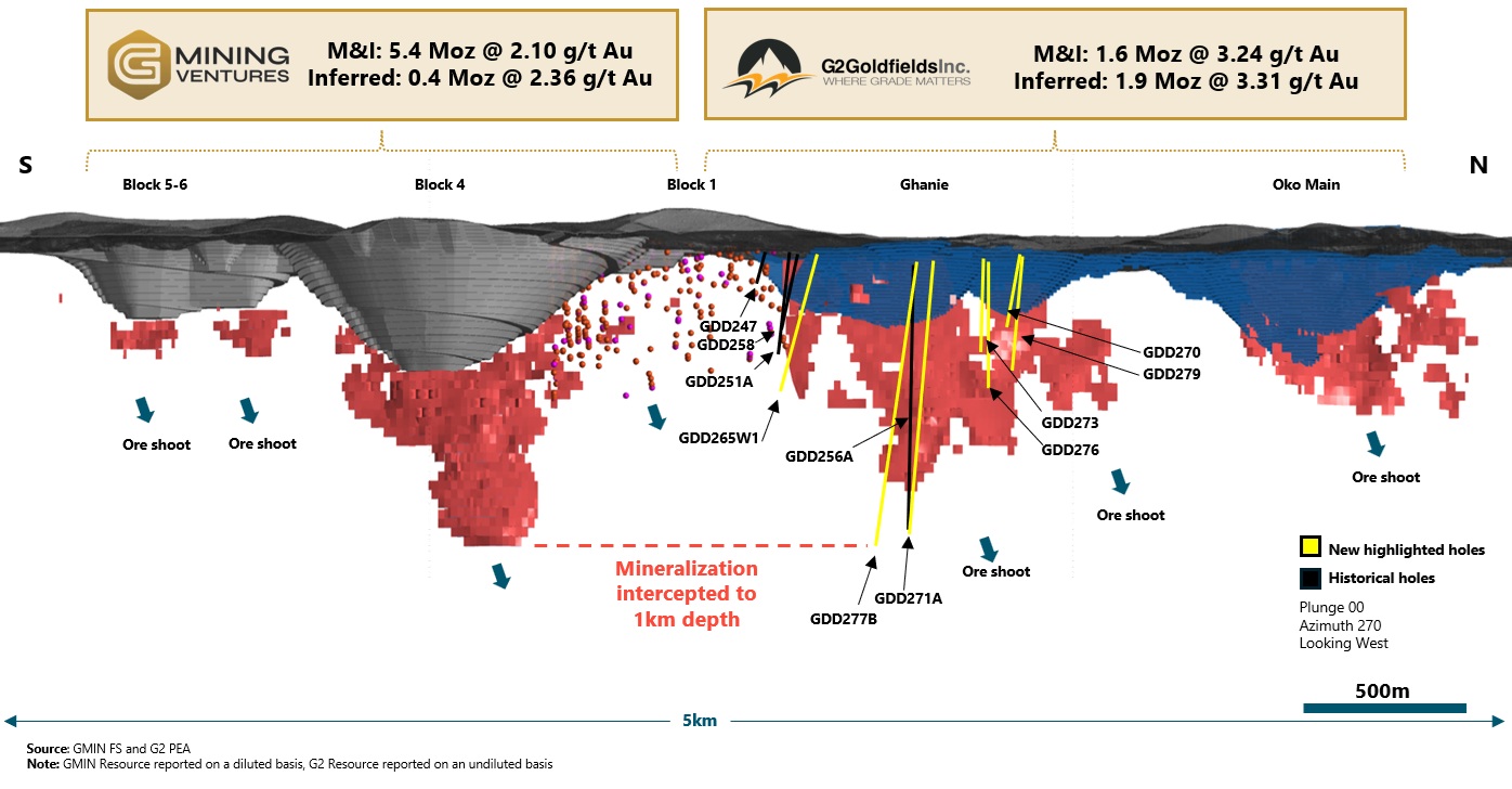 Figure 1 – Longitudinal View of the Oko Deposit Looking West image