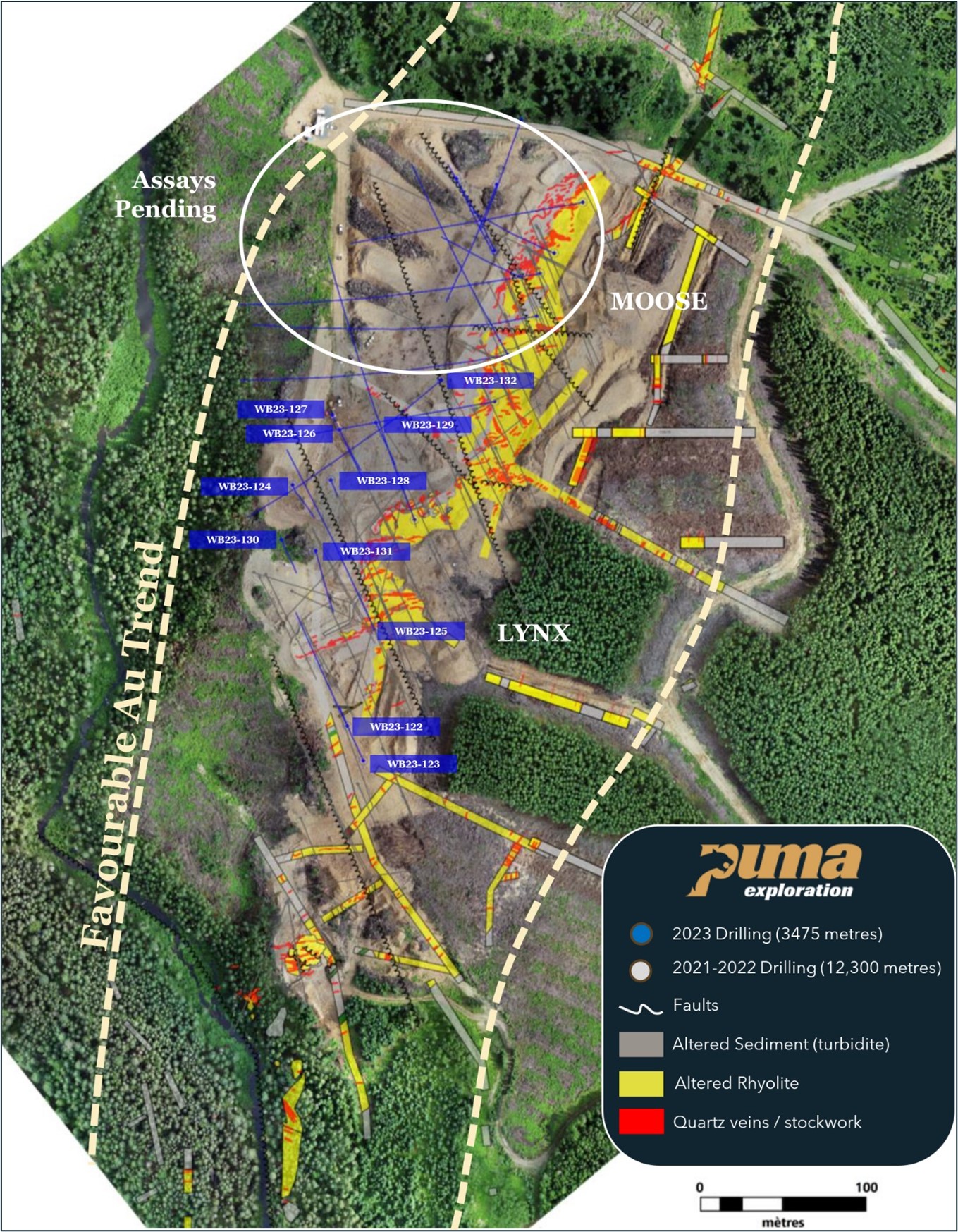 Drillhole location at the Lynx Gold Zone