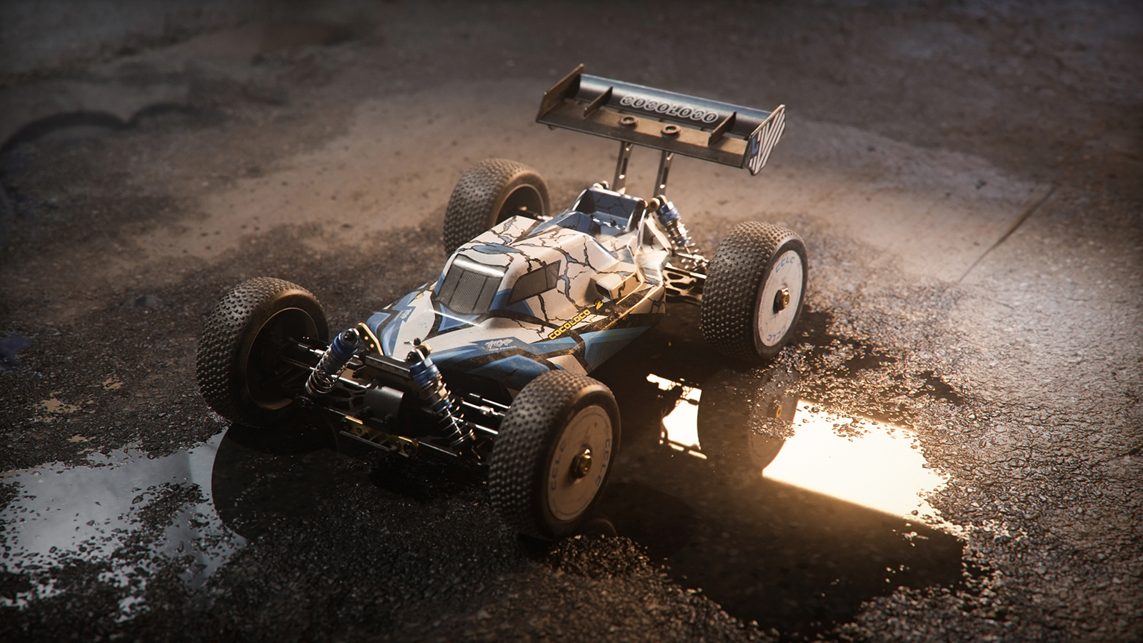 Rendered race car in NVIDIA Omniverse platform