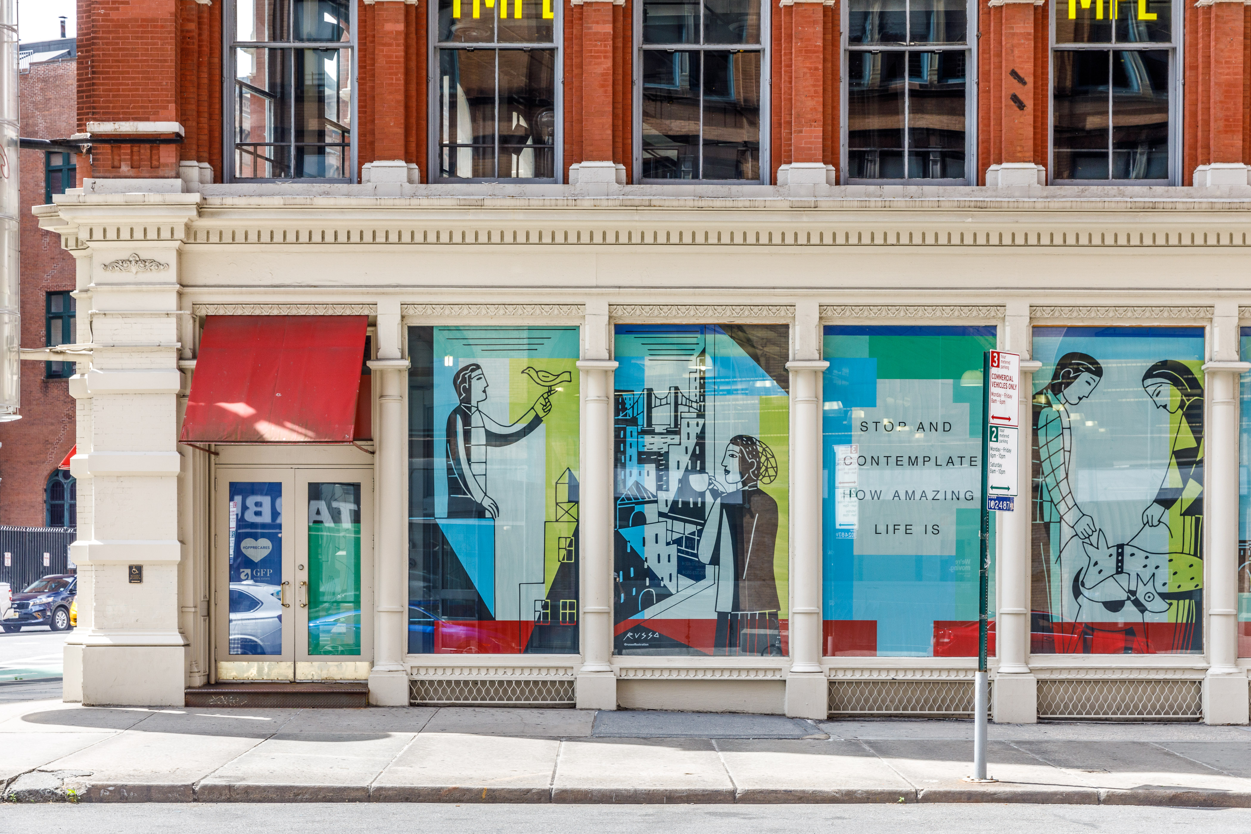 Mural by award-winning illustrator Anthony Russo at 10 Astor Place