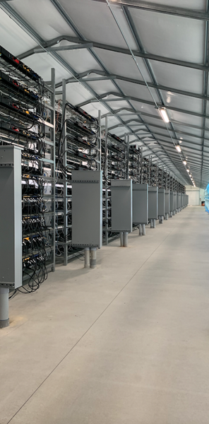 Internal view of CleanSpark's new bitcoin mining facility in Washington, GA