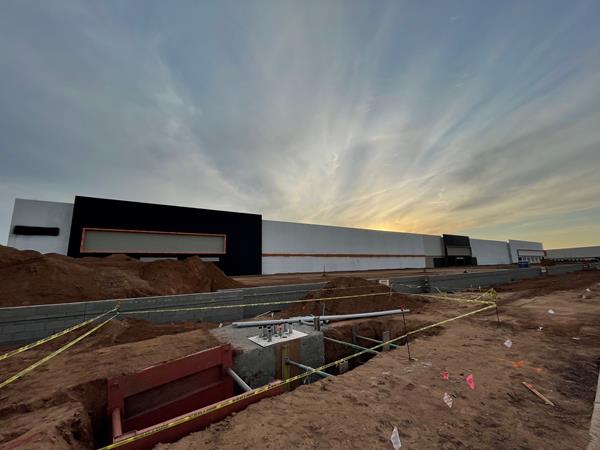 Exterior of the Mesa Assembly Facility under construction in Mesa, Arizona