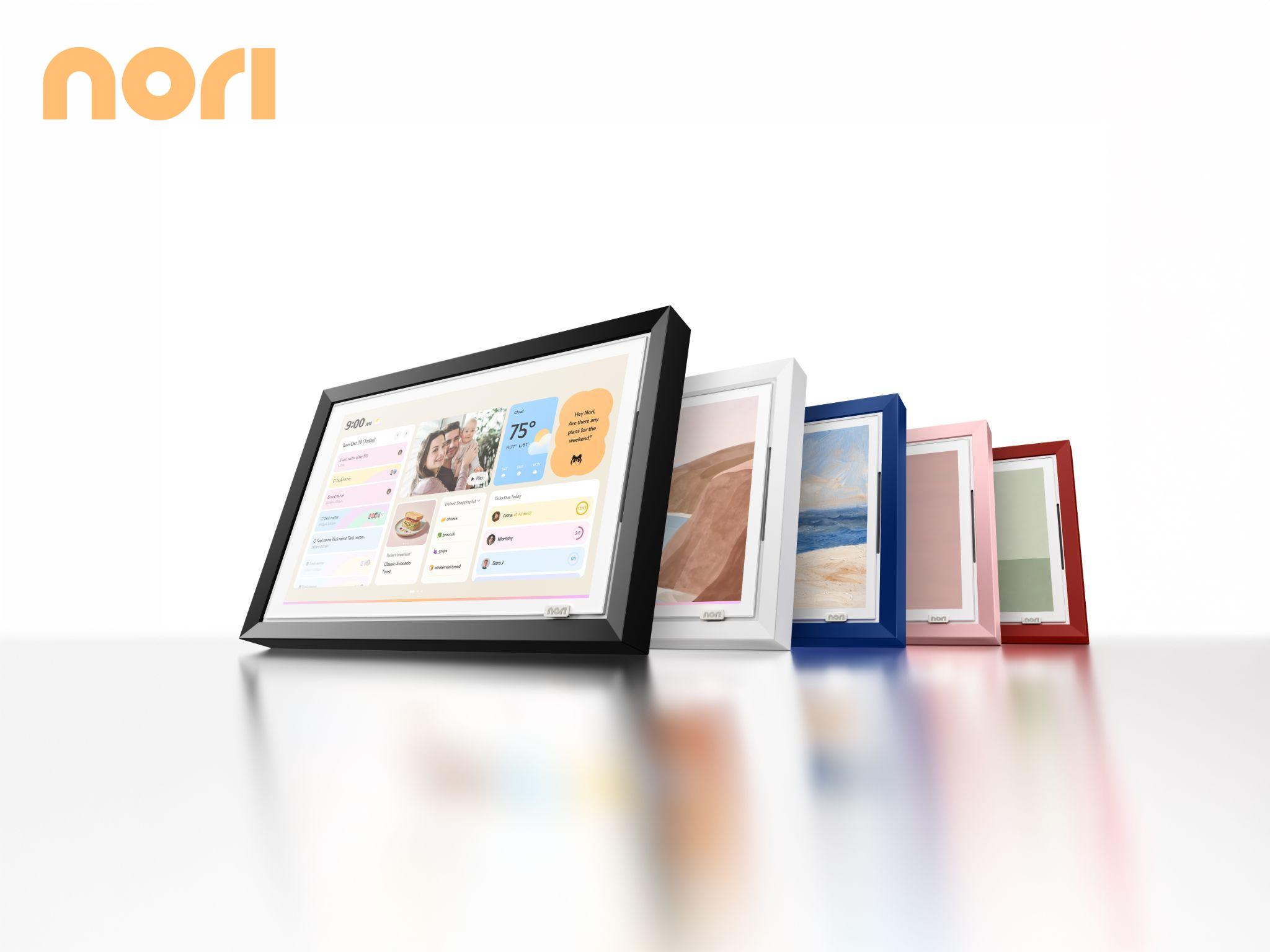 Nori Family Hub available in 11 color options with anti-glare screen designed for family spaces