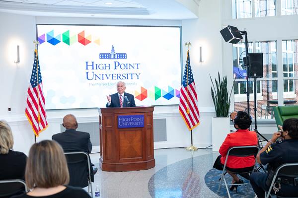 Dr. Nido Qubein, High Point University president, announced today that HPU is issuing a challenge gift up to $500,000 to the High Point Community Investment Campaign, a new fund for minority entrepreneurs in the city, and called on community investors to support the initiative, too.
