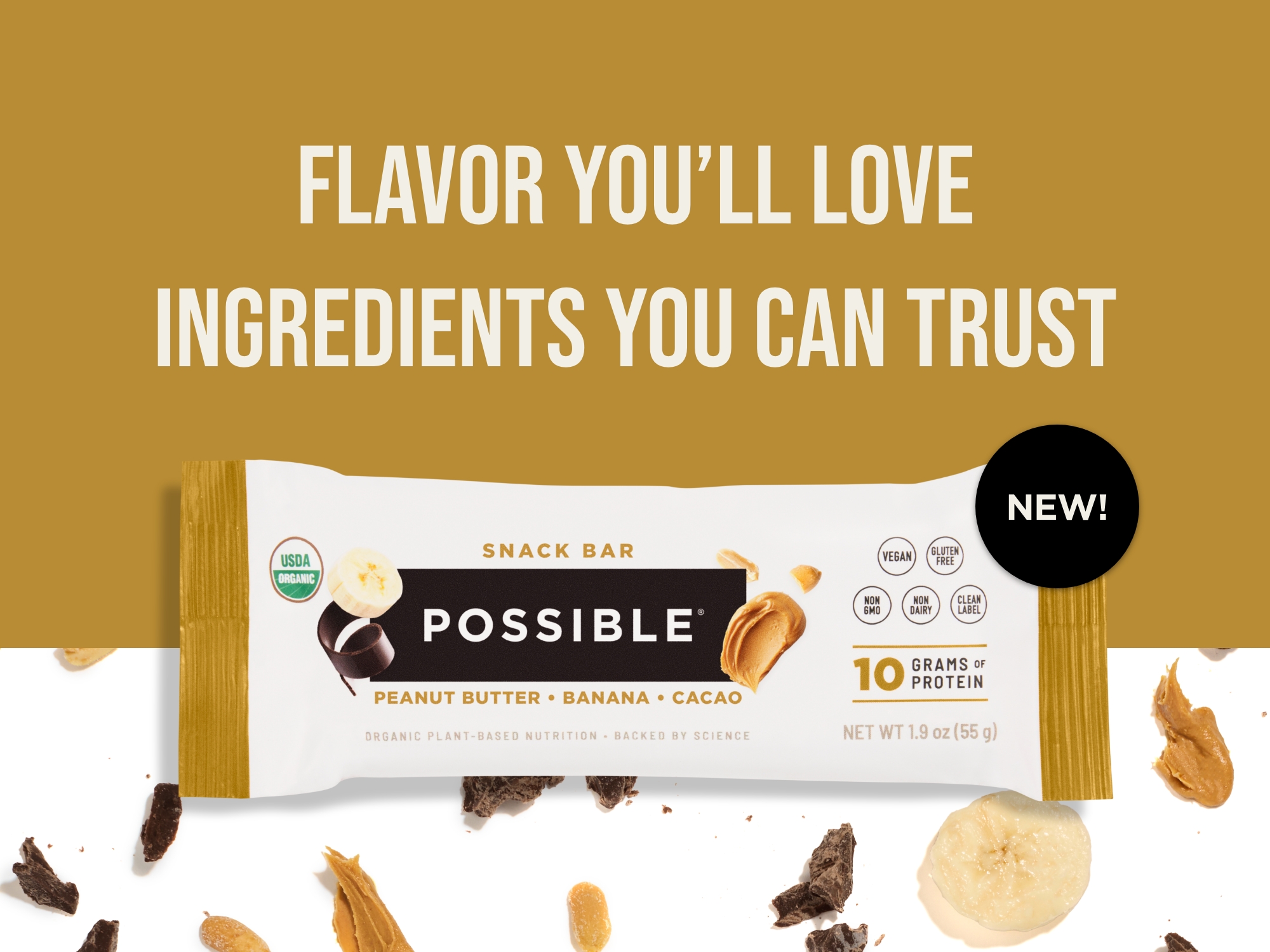 New POSSIBLE Peanut Butter Banana Cacao Snack Bar