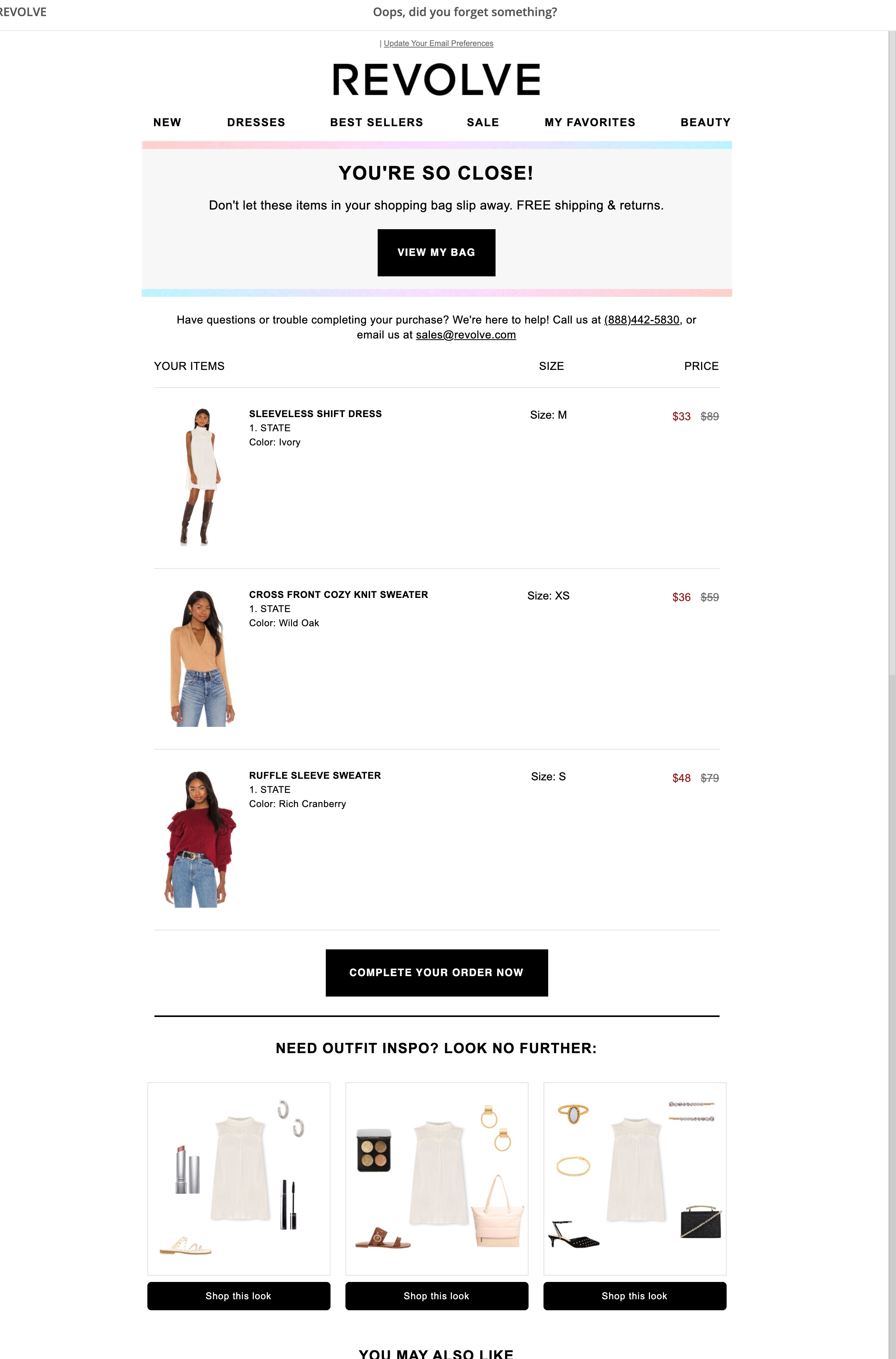 Revolve's triggered emails, created by marketing platform Cordial, feature style recommendations by Stylitics.