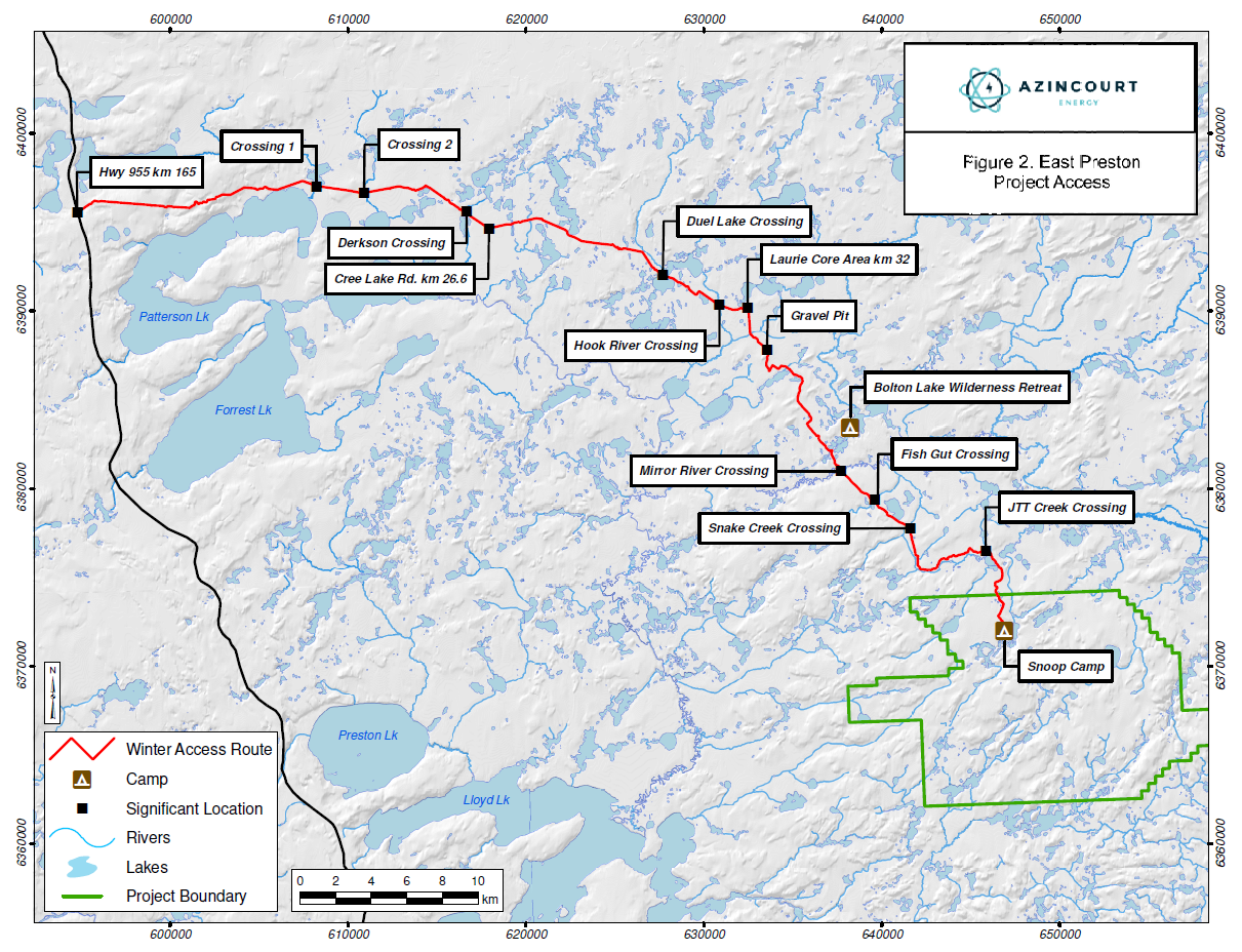 Figure 2: Road access to the East Preston Uranium Project, Western Athabasca Basin Saskatchewan