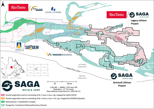 A map of the “Lithium Neighborhood” at the Legacy Lithium Project in Quebec