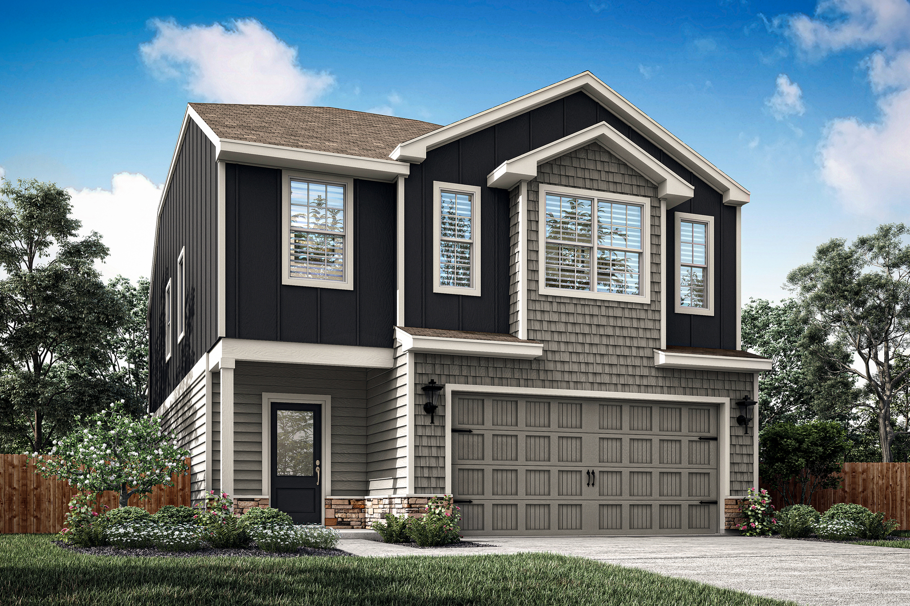 The Osage Plan by LGI Homes at Park Vista at El Tesoro in Houston features four bedrooms, two-and-a-half bathrooms, and a large outdoor patio.
