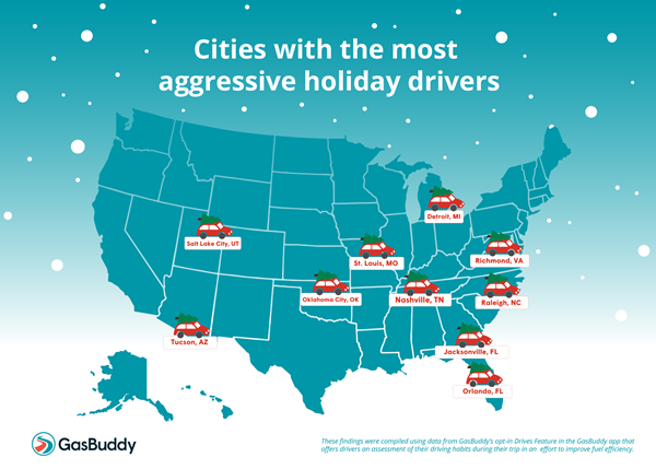 Cities with the most aggressive holiday drivers