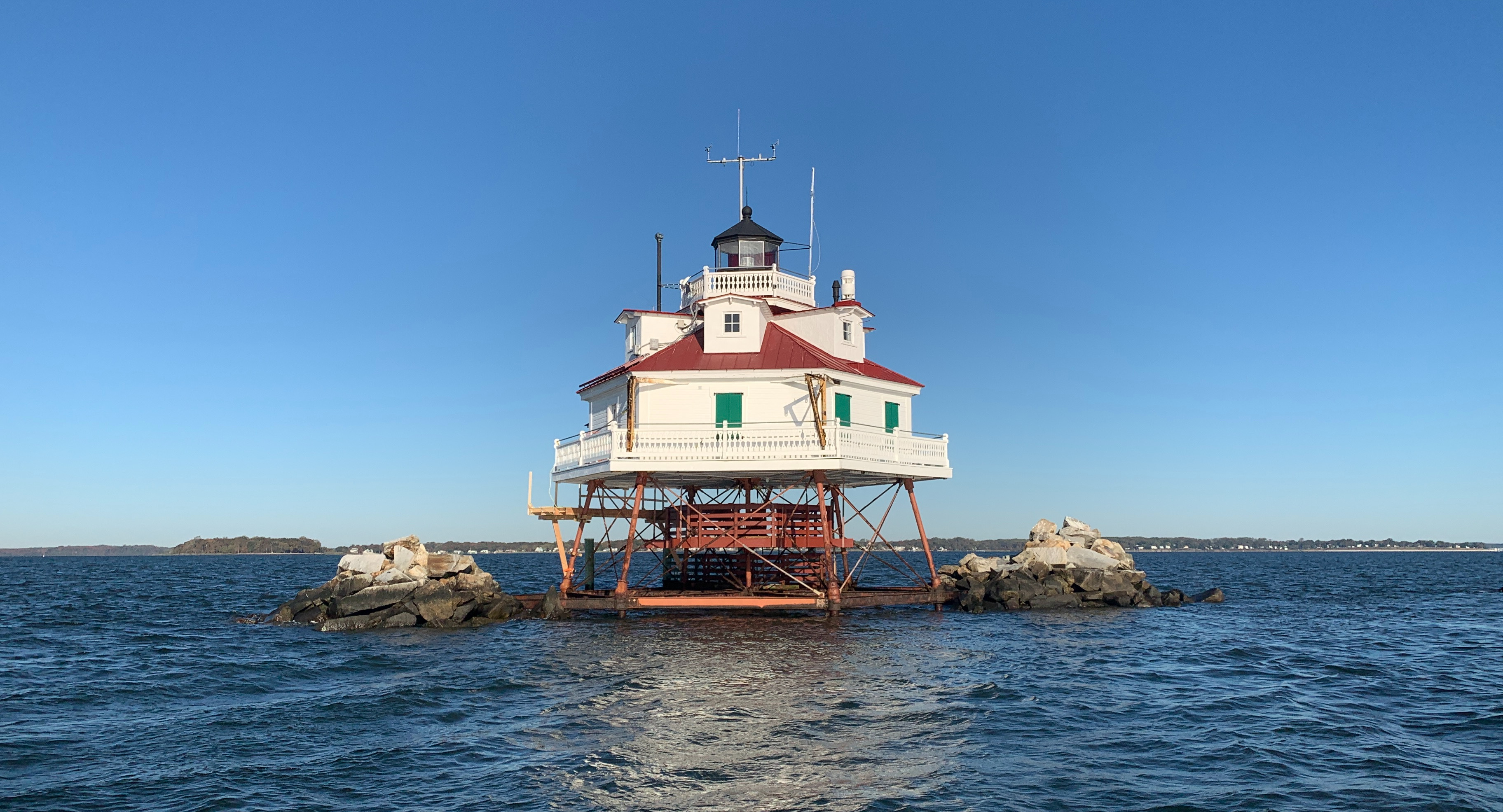 Thomas Point Shoal Lighthouse, Anne Arundel County, Maryland, as featured in the new MPT documentary, Chesapeake Beacons. The film, part of Chesapeake Bay Week 2020, is one of many being aired to celebrate the bay’s history, people, natural resources, and efforts to protect its diverse ecosystem.
