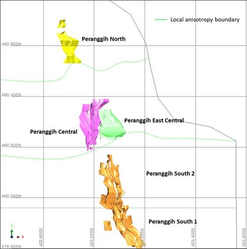 Figure 1: Peranggih Location Map showing interpreted mineralization