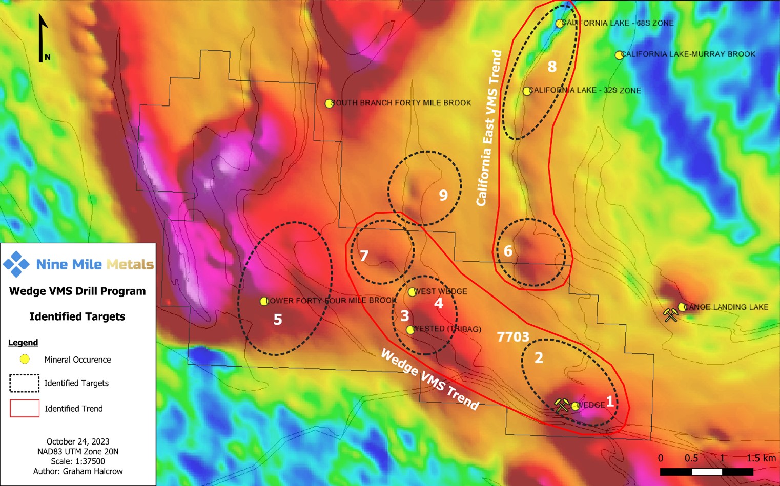 “New” Drill Program High Priority Targets, Wedge Project Area, New Brunswick