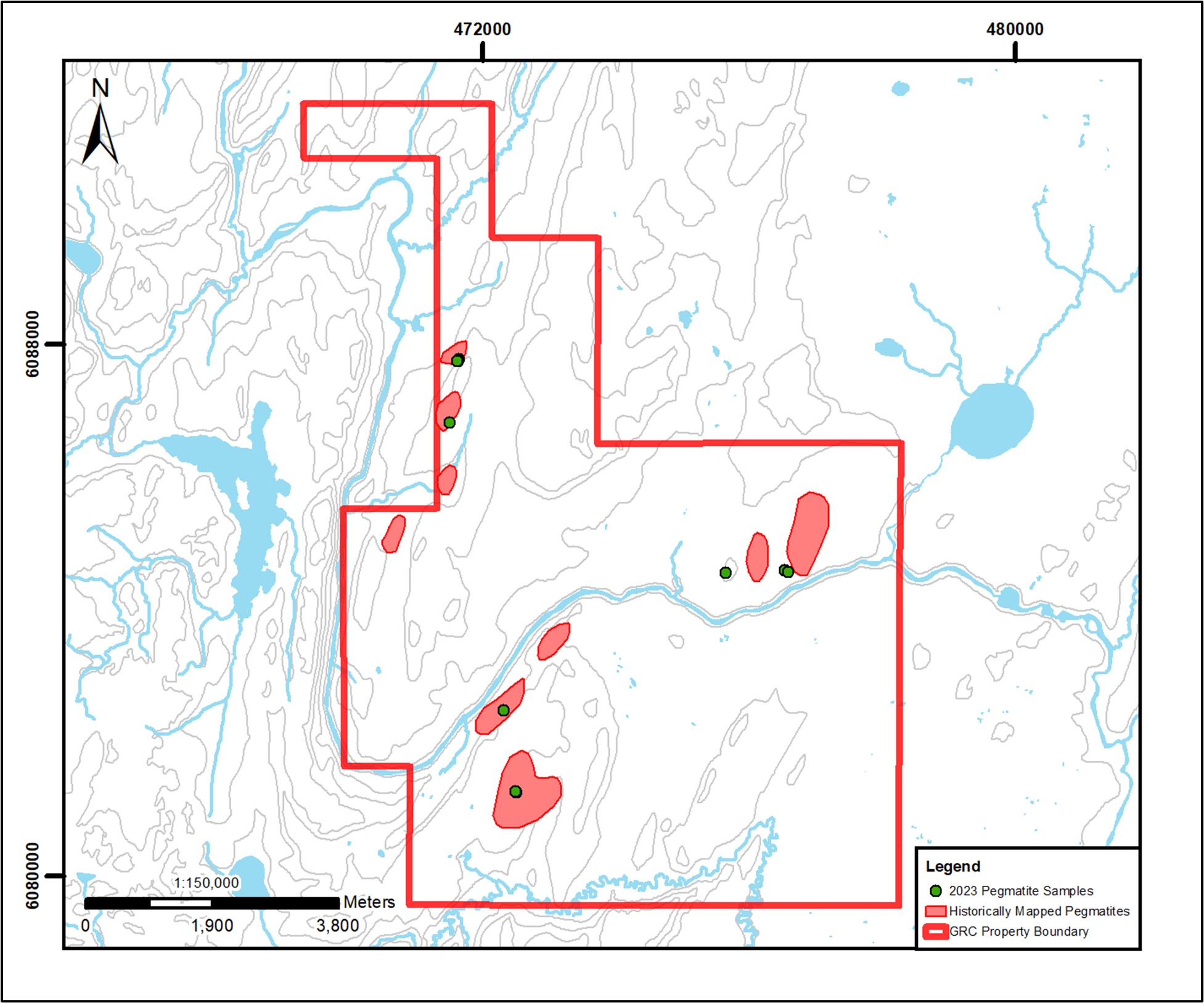 2023 Pegmatite Samples on the GRC Property