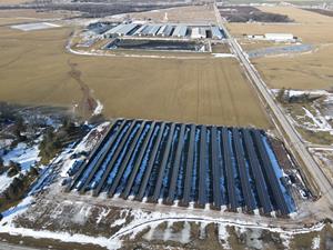This image shows the Dallmann East River Dairy solar microgrid—located on nearly four acres of land.