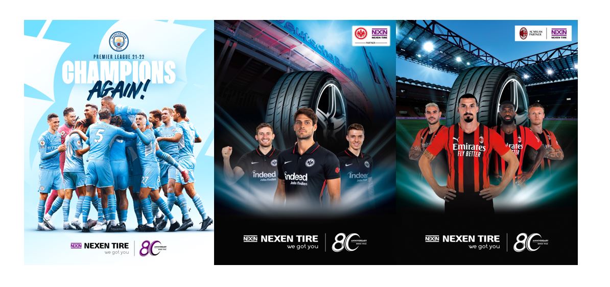 NEXEN TIRE congratulates its sports partners by recognizing notable milestone wins at the Premier League, Europa League, and Serie A League