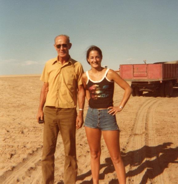 John Leonard together with granddaughter Paula Carr in 1981 on the Platteville, Colorado farm, which is the planned location of the Paula Carr Memorial Community Solar Garden.