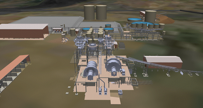 Figure 6: 3D rendering of proposed processing plant