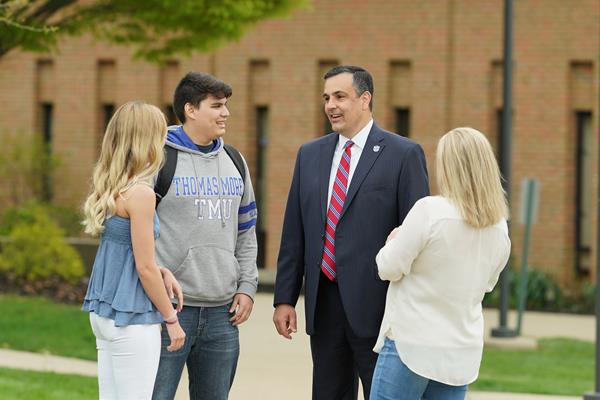 Thomas More University President Joseph L. Chillo, LP.D.., engages with students