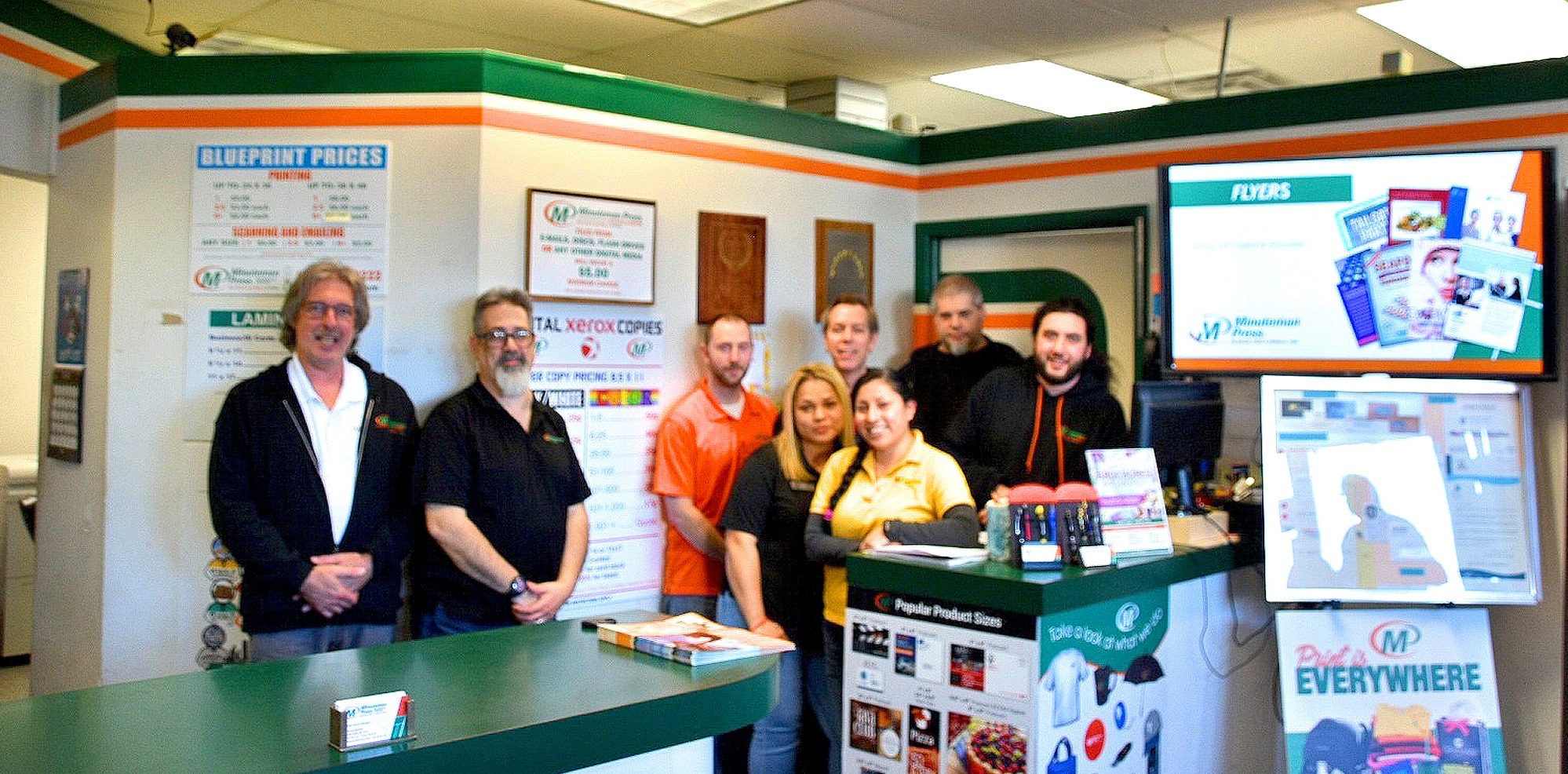 George Dormani (left) and the team of Minuteman Press, Rockville Centre, Long Island, NY. https://minutemanpressfranchise.com