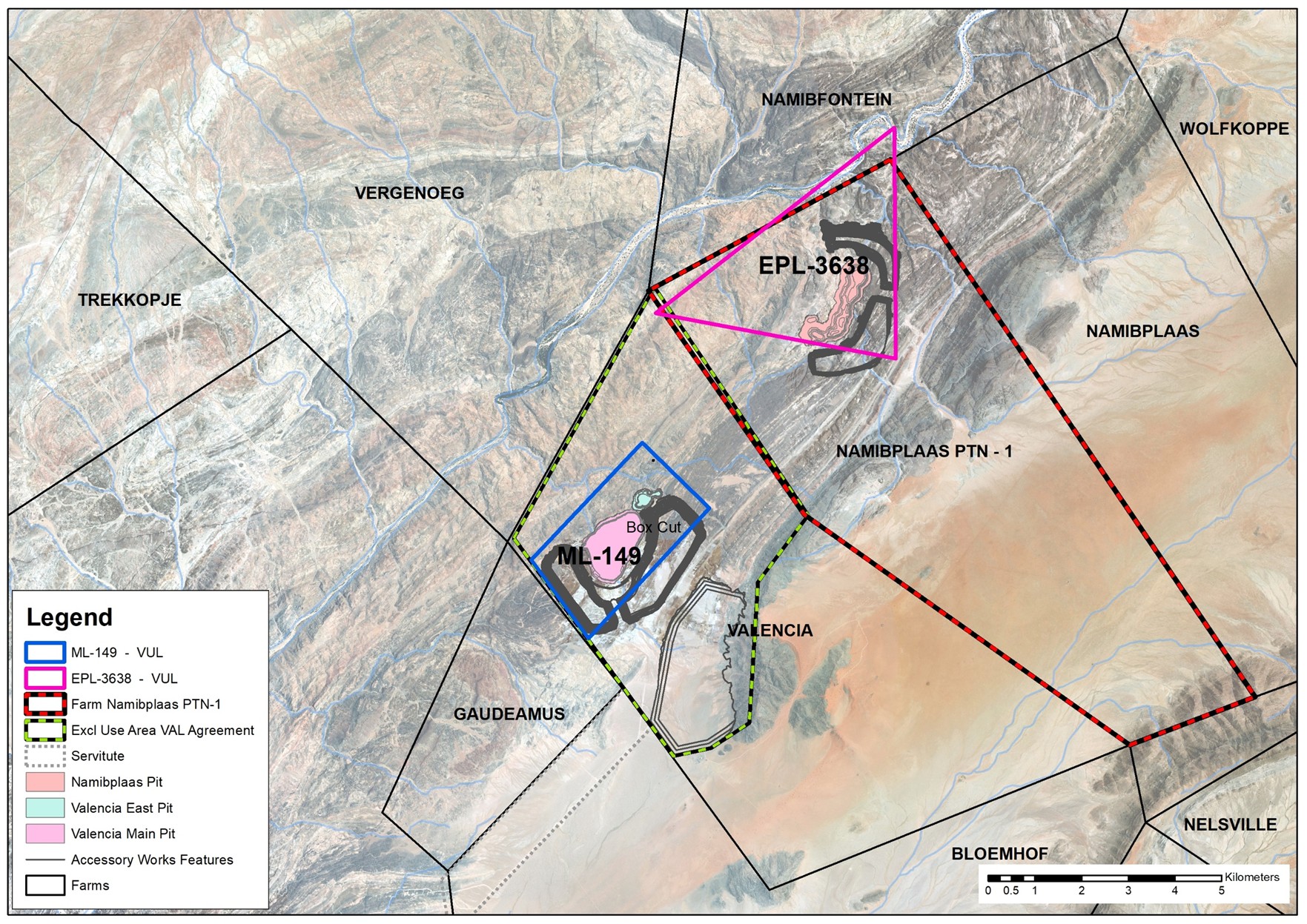 Farm Namibplaas (EPL-3638), 3km northeast of Valencia deposit (ML-149)