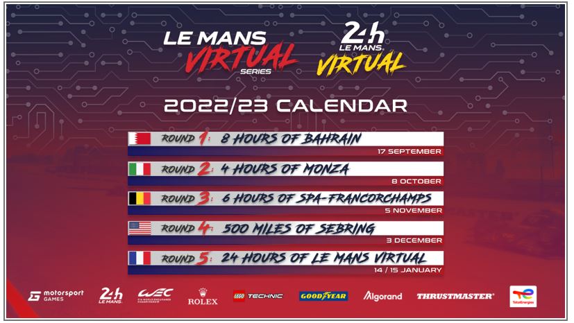 Le Mans Virtual Series 2022/2023 Calendar