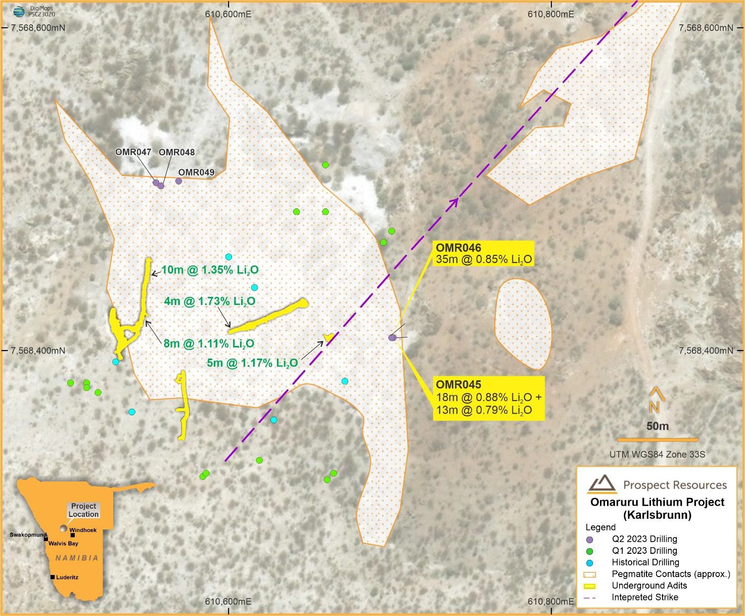 Figure 2: Location map showing completed RC drill holes at Karlsbrunn Main