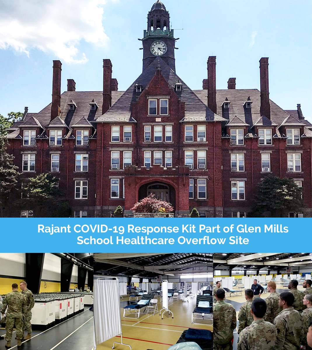 This week marks the first installation of Rajant’s “Emergency Response Rapid Deployment Kit” to support wireless networking for a federal medical overflow site at the Delaware County (Pennsylvania) Glen Mills School location. Rajant’s wireless network kit is part of the National Guard’s conversion of Glen Mills from a shuttered reform school to an 85,000 square-foot healthcare facility. This facility will service Philadelphia-metro patients, who have not tested positive for COVID-19 but are being treated for low-acuity conditions at regional hospitals if that location is full treating COVID-19 patients.