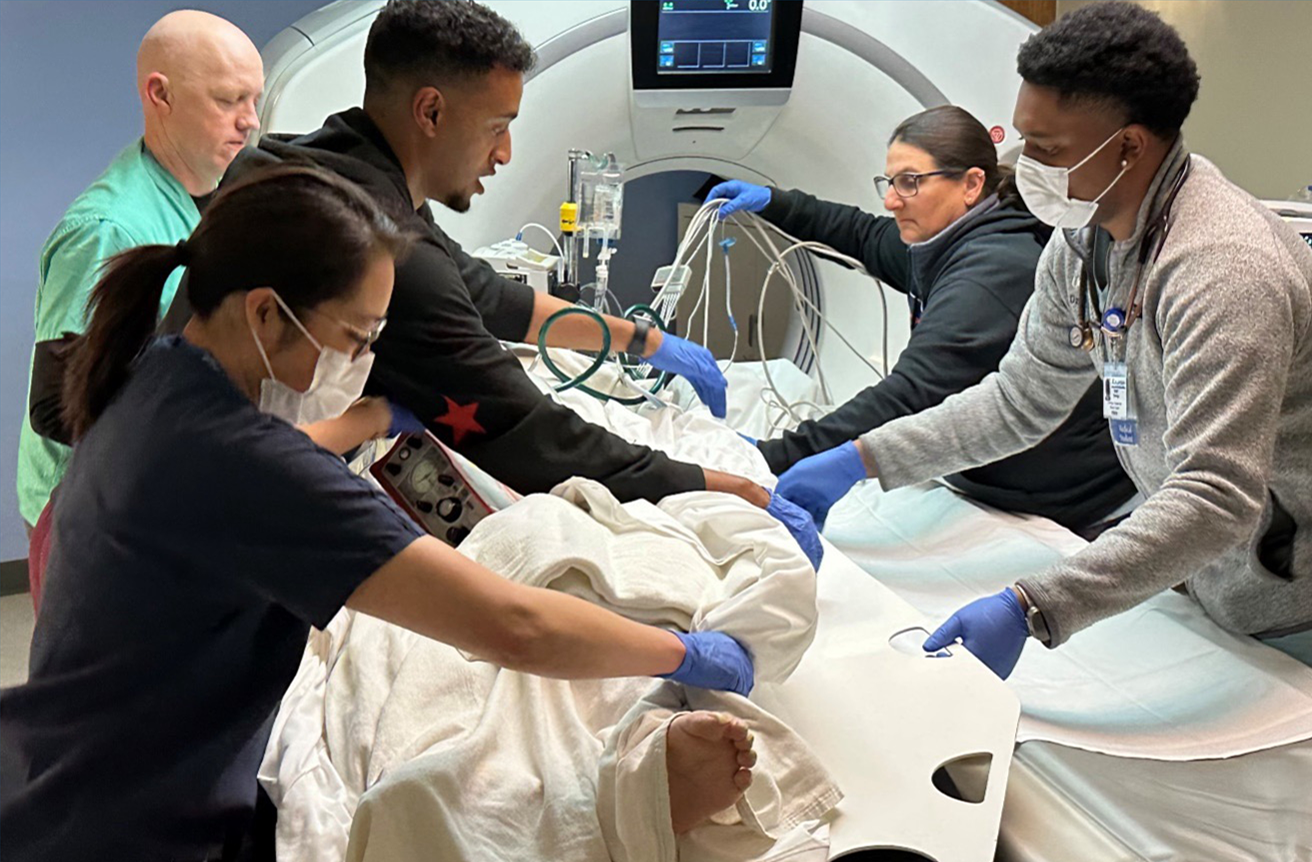 Alameda Health System providers treat a stroke patient at the Wilma Chan Highland Hospital Campus