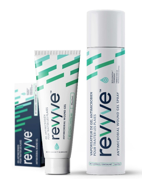 U.S. FDA 510(k) cleared and Health Canada approved revyve Antimicrobial Wound Gel and revyve Antimicrobial Wound Gel Spray 
